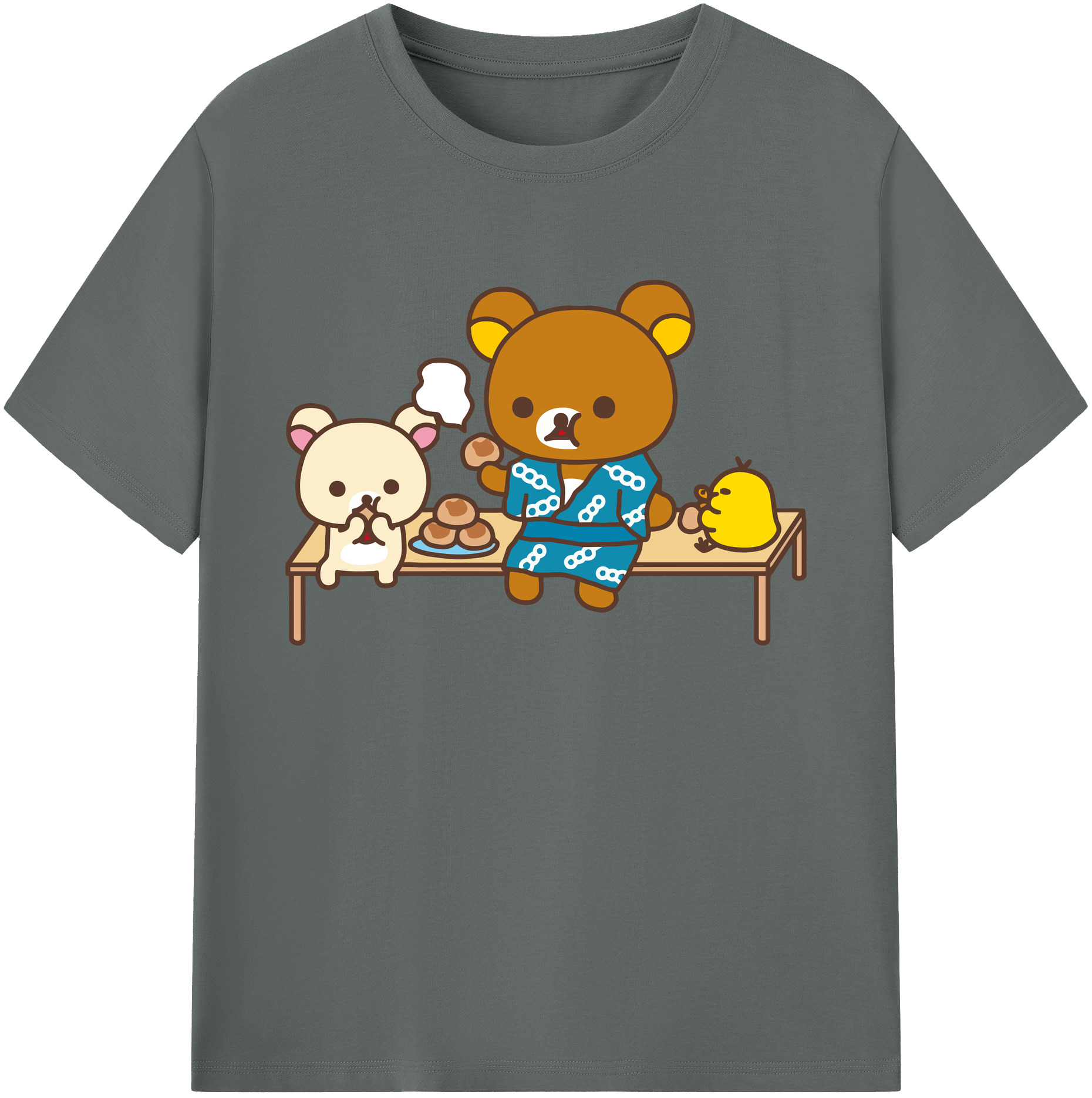 （画像用） リラックマ リラックマ キイロイトリ Rilakkuma Korilakkuma Kiiroitori 綿100％ メンズ半袖Tシャツ｜肌触りやわらか＆通気性